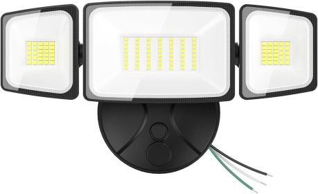 75W Flood Lights Outdoor, 7000LM Brightness Security Lights Switch Controlled, 3 Adjustable Heads, IP65 Waterproof