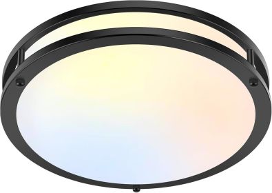 36W LED Flush Mount Ceiling Light Fixture, 13inch LED Ceiling Light 3600LM, Modern Black Ceiling Light 2700K/3000K/4000K/5000K/6500K 5CCT